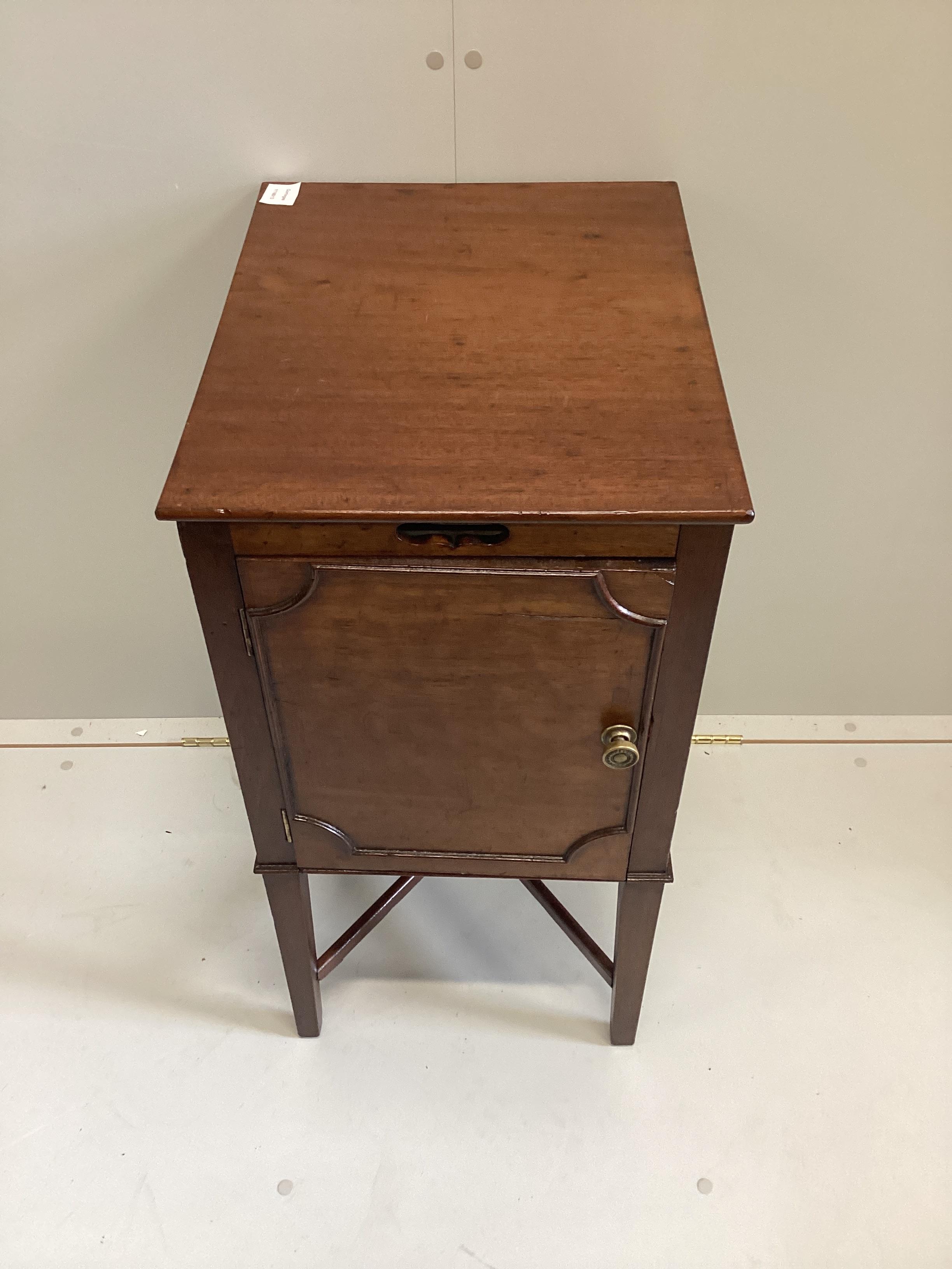 A 19th century mahogany bedside cupboard, width 39cm, depth 49cm, height 78cm